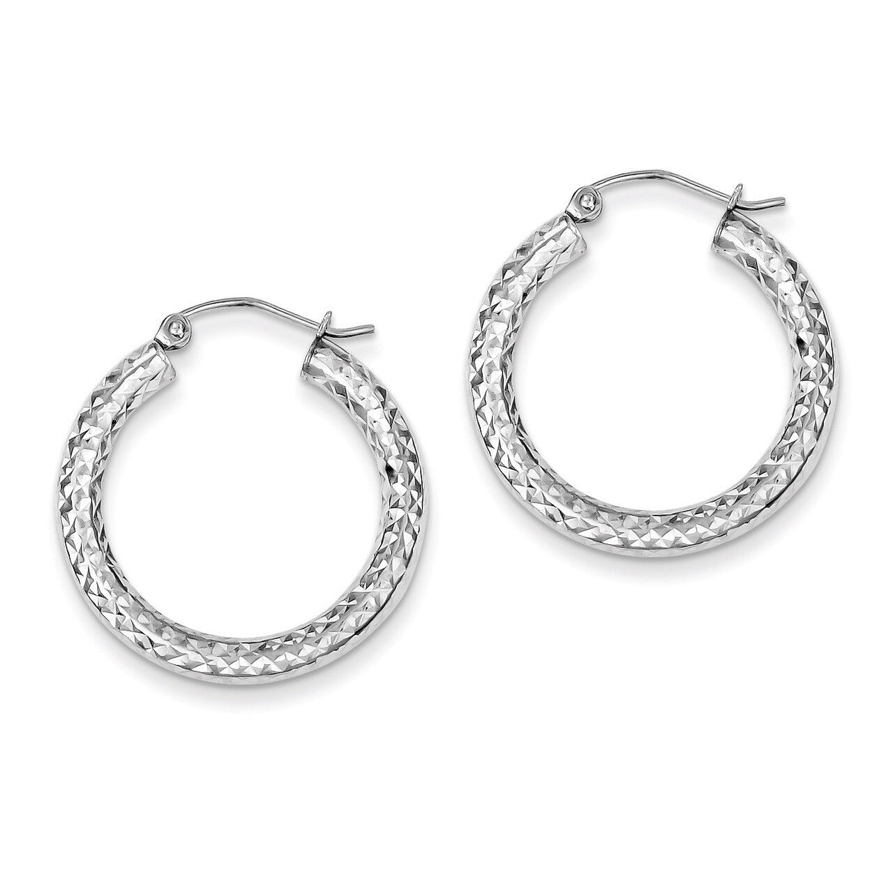 3x25mm Hoop Earrings Diamond-cut Sterling Silver QE8087