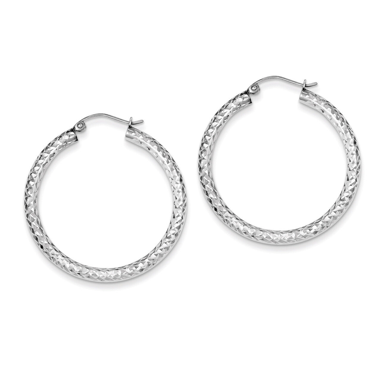 3x35mm Hoop Earrings Diamond-cut Sterling Silver QE8089, MPN: QE8089, 883957581552