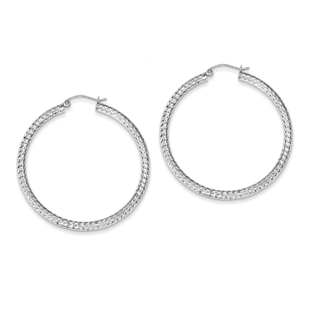 3x45mm Hoop Earrings Diamond-cut Sterling Silver QE8091, MPN: QE8091, 883957578538