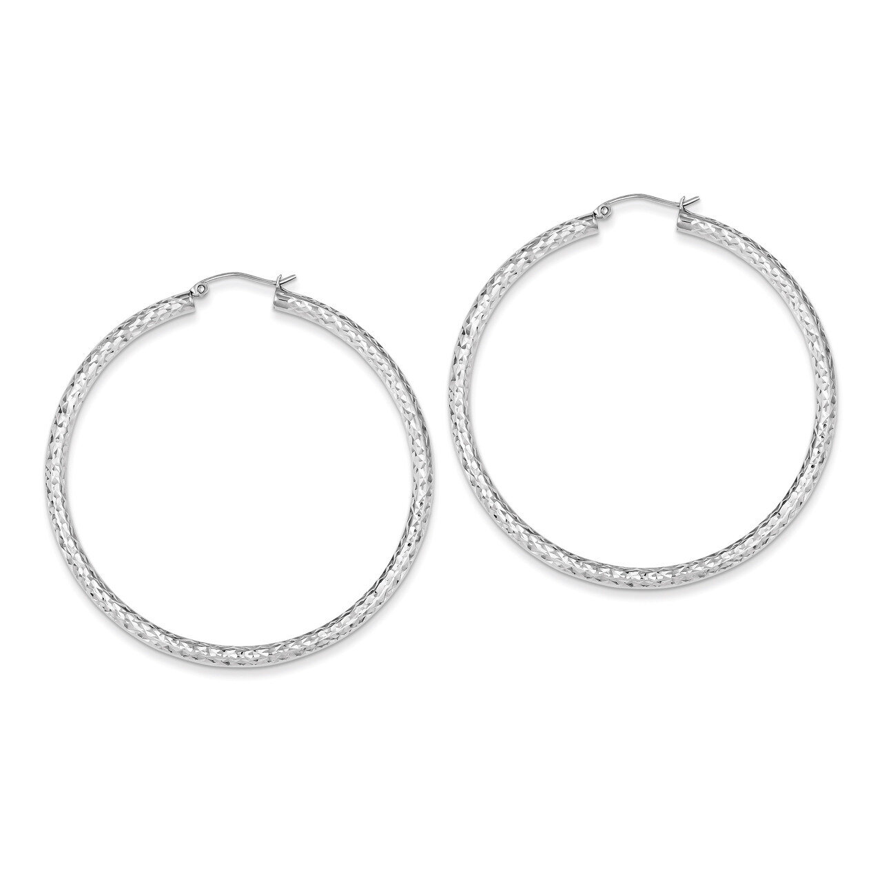 3x55mm Hoop Earrings Diamond-cut Sterling Silver QE8093, MPN: QE8093, 883957568546