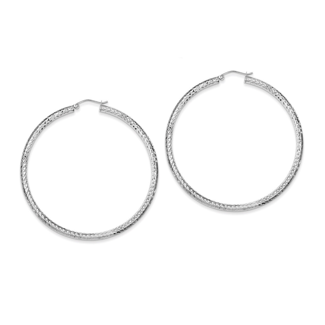 3x60mm Hoop Earrings Diamond-cut Sterling Silver QE8094, MPN: QE8094, 883957537047