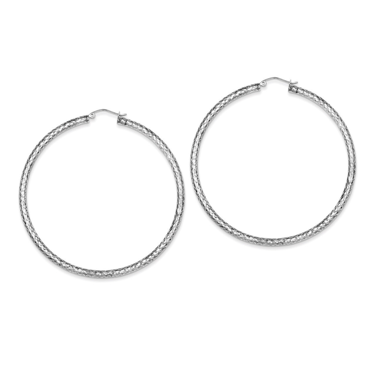 3x65mm Hoop Earrings Diamond-cut Sterling Silver QE8095, MPN: QE8095, 883957537054