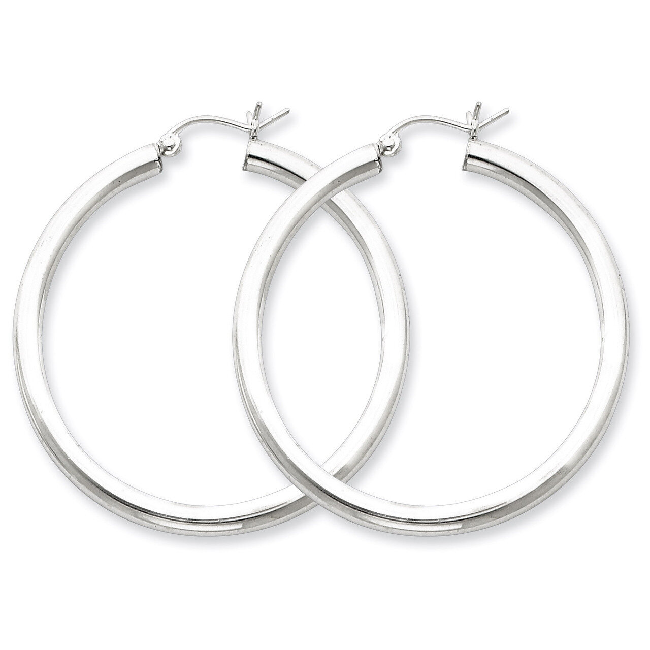 3mm Round Hoop Earrings Sterling Silver Rhodium-plated QE811, MPN: QE811, 883957940946