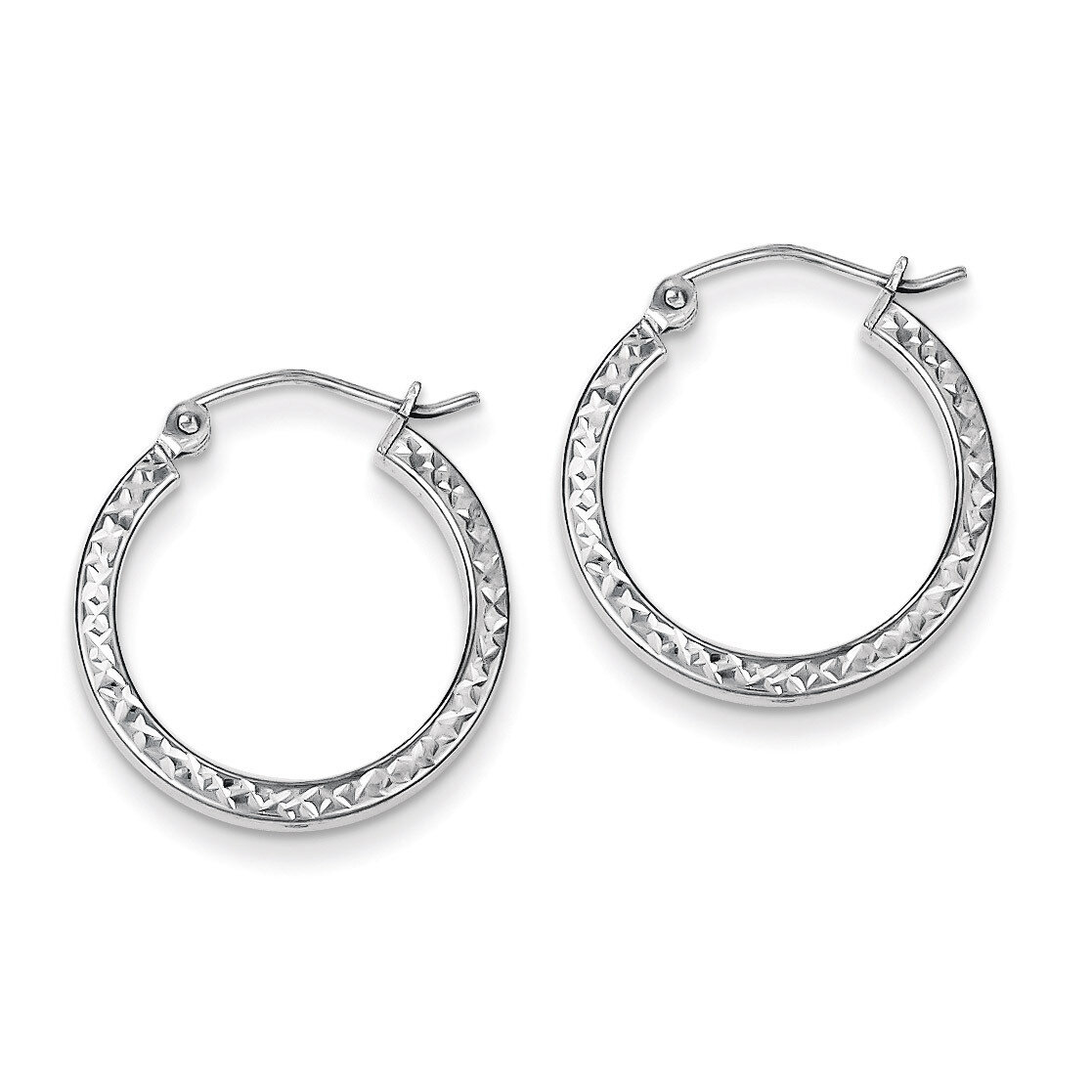 2x20mm Square Tube Hoop Earrings Diamond-cut Sterling Silver QE8114, MPN: QE8114, 883957579207
