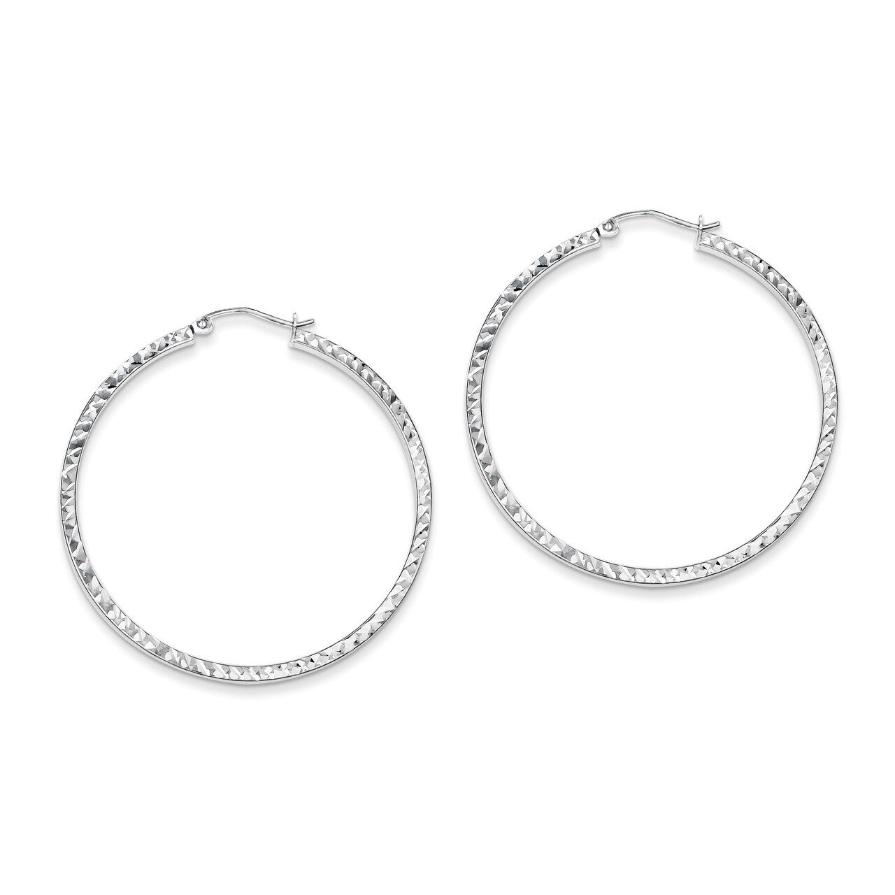 2x45mm Square Tube Hoop Earrings Diamond-cut Sterling Silver QE8117, MPN: QE8117, 883957460710