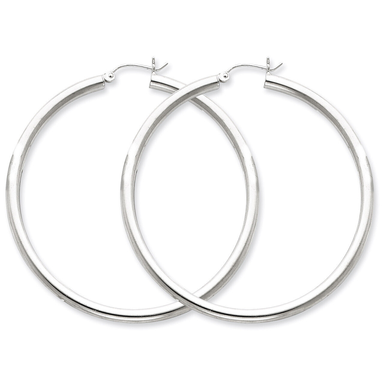 3mm Round Hoop Earrings Sterling Silver Rhodium-plated QE812