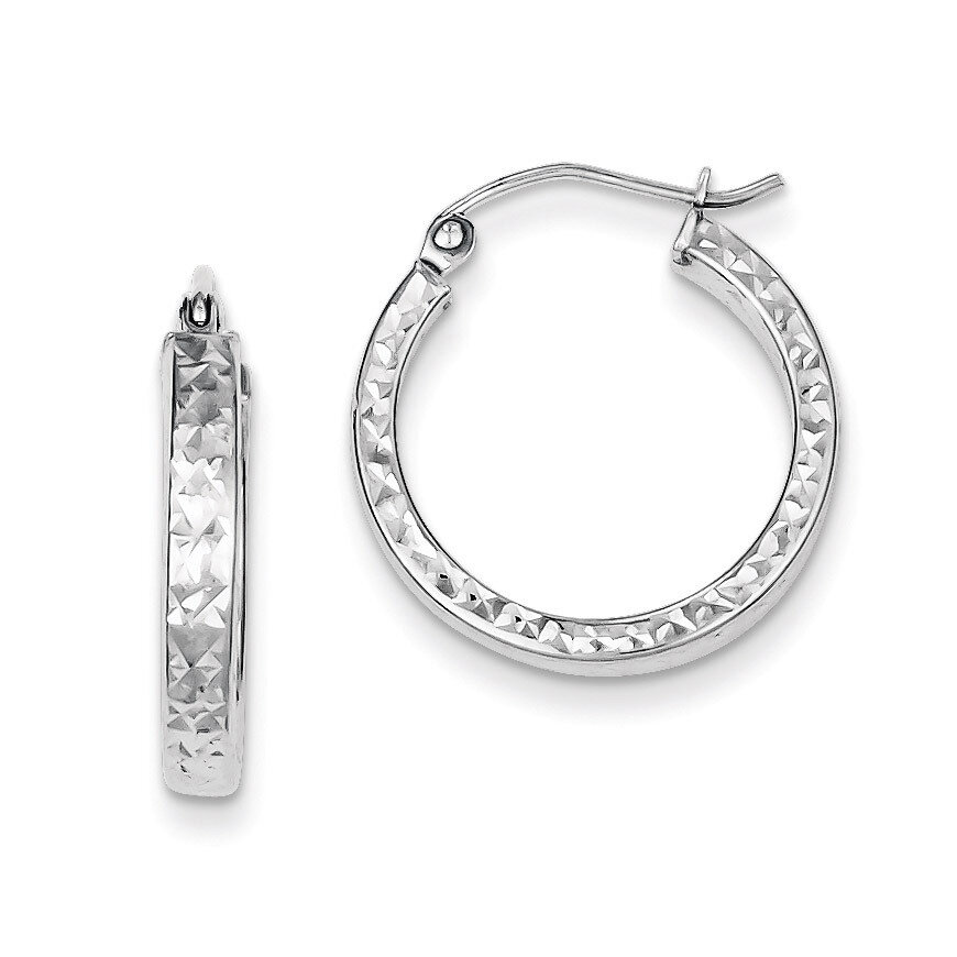 3x20mm Hoop Earrings Sterling Silver Rhodium-plated Diamond-Cut QE8123, MPN: QE8123, 883957577036