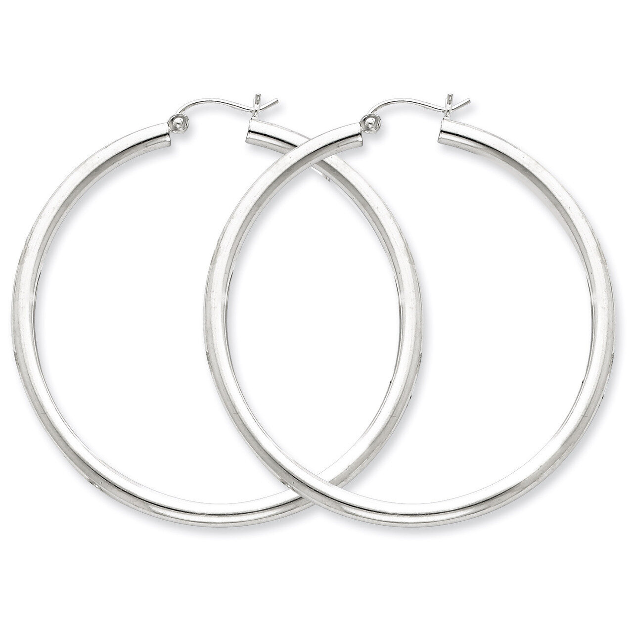 3mm Round Hoop Earrings Sterling Silver Rhodium-plated QE813, MPN: QE813, 883957940960