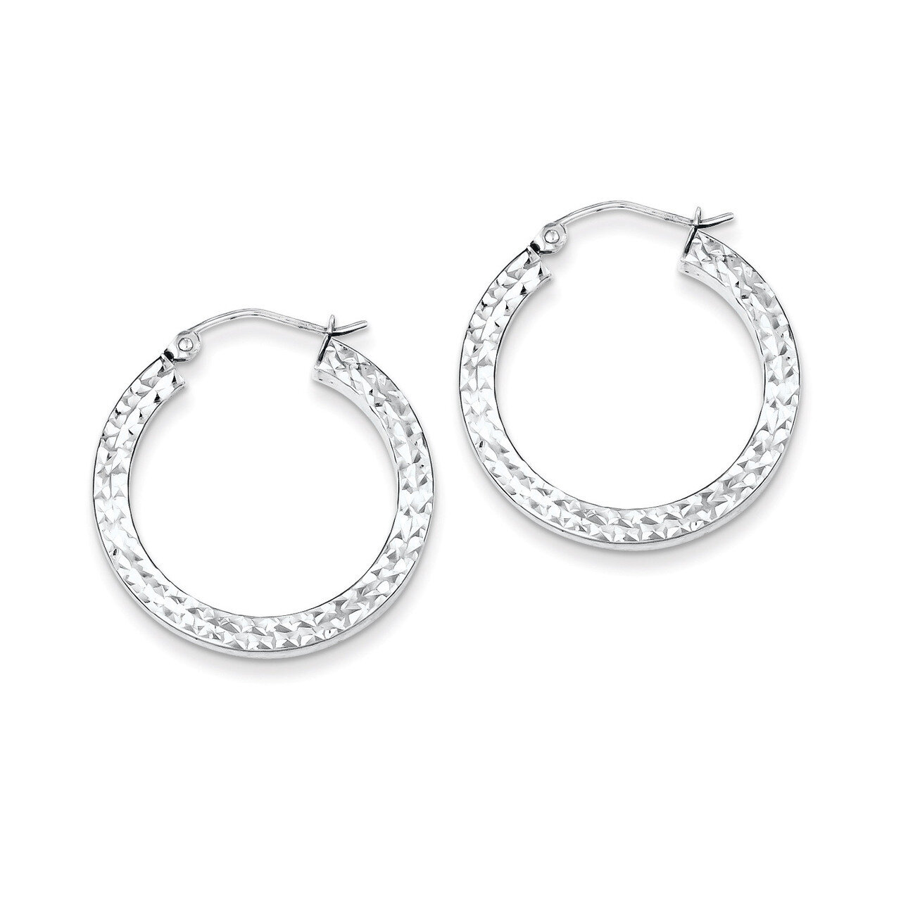 3x25mm Square Tube Hoop Earrings Diamond-cut Sterling Silver QE8134, MPN: QE8134, 883957559377