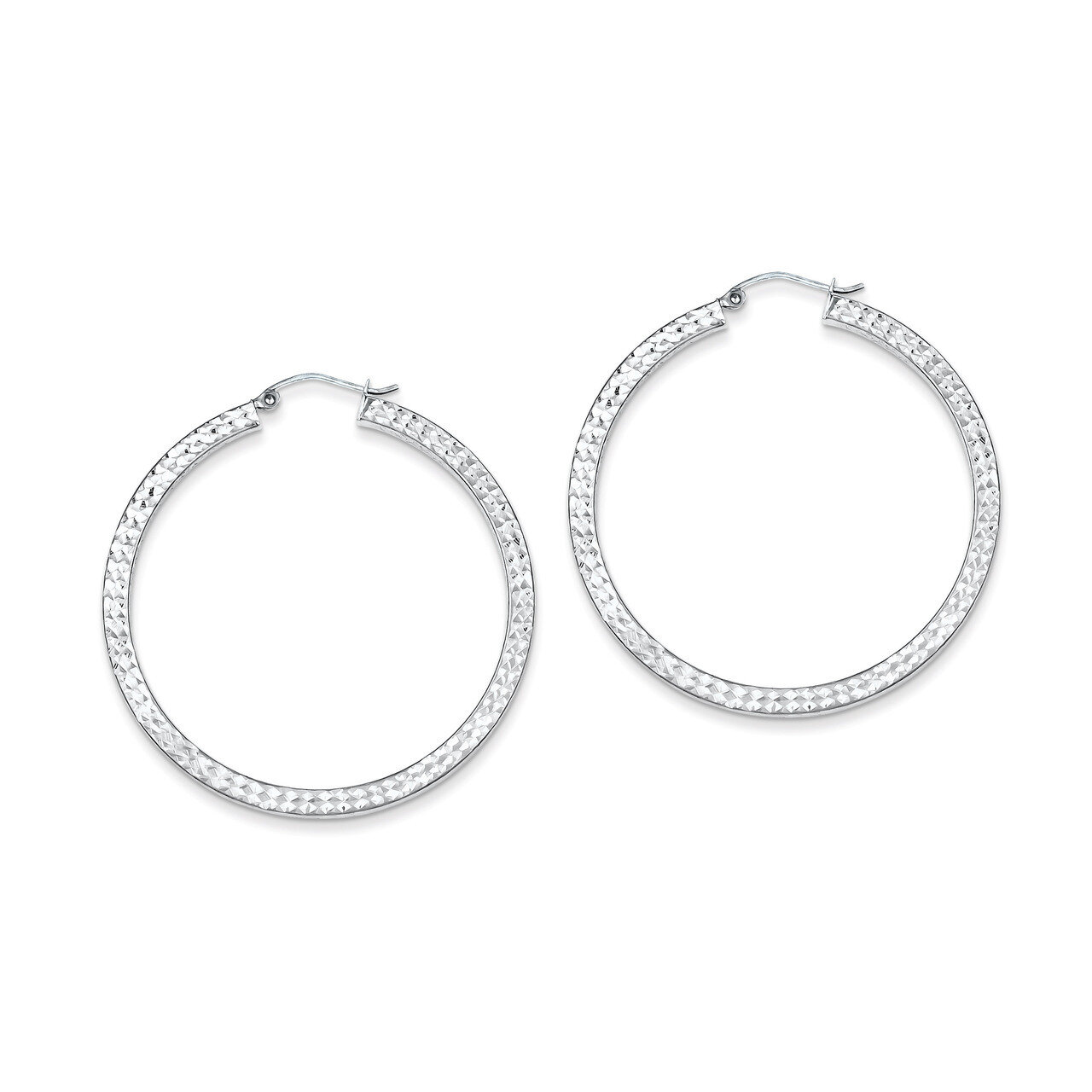 3x45mm Square Tube Hoop Earrings Diamond-cut Sterling Silver QE8138, MPN: QE8138, 883957519630