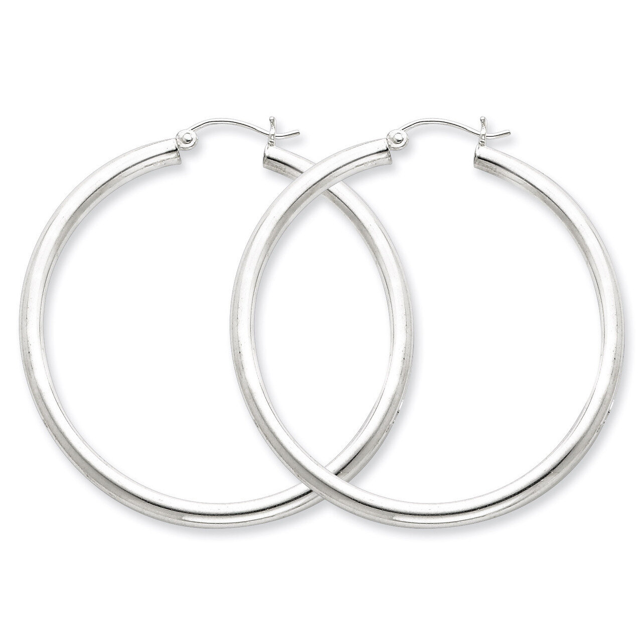 3mm Round Hoop Earrings Sterling Silver Rhodium-plated QE814, MPN: QE814, 883957940977