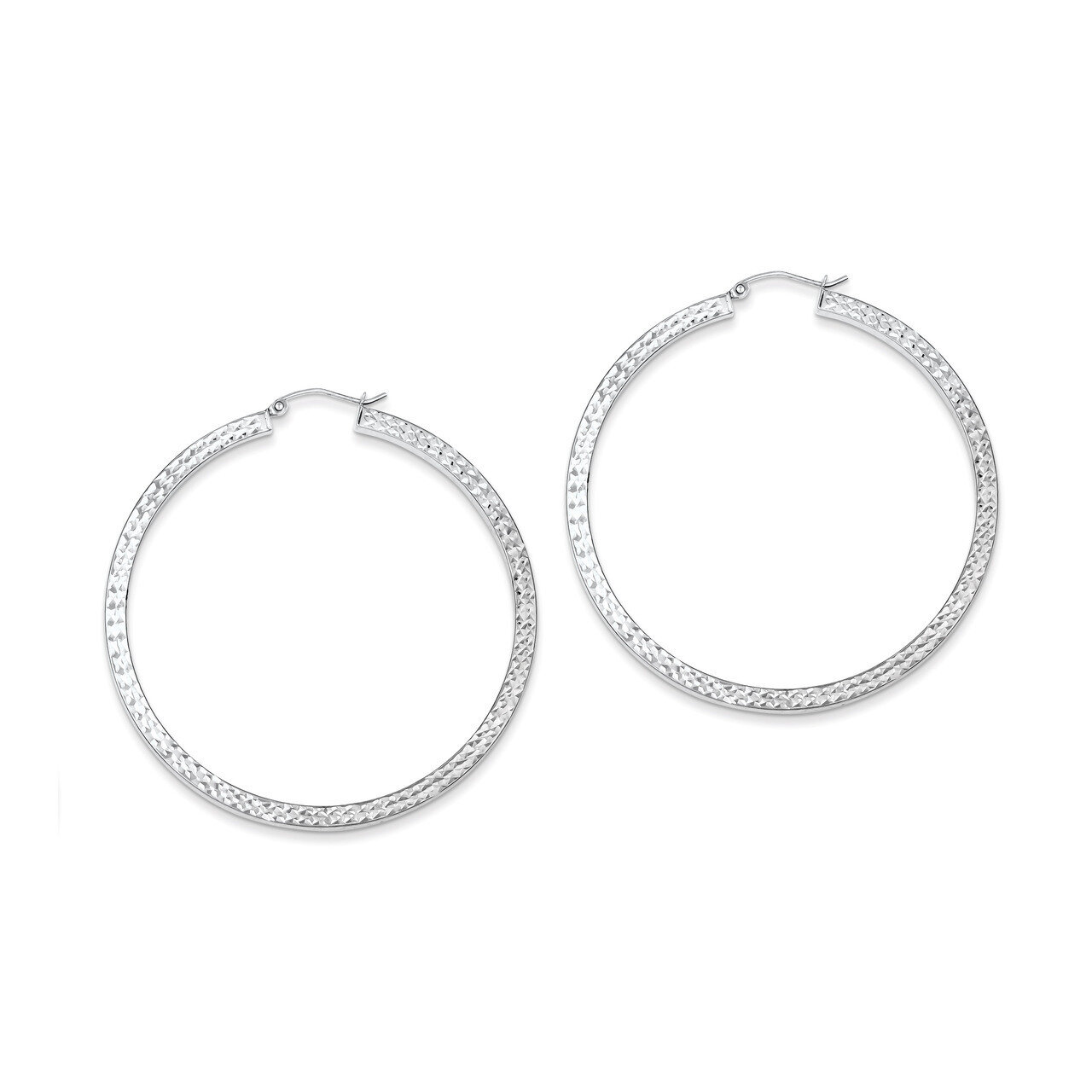 3x55mm Square Tube Hoop Earrings Diamond-cut Sterling Silver QE8140, MPN: QE8140, 883957434643