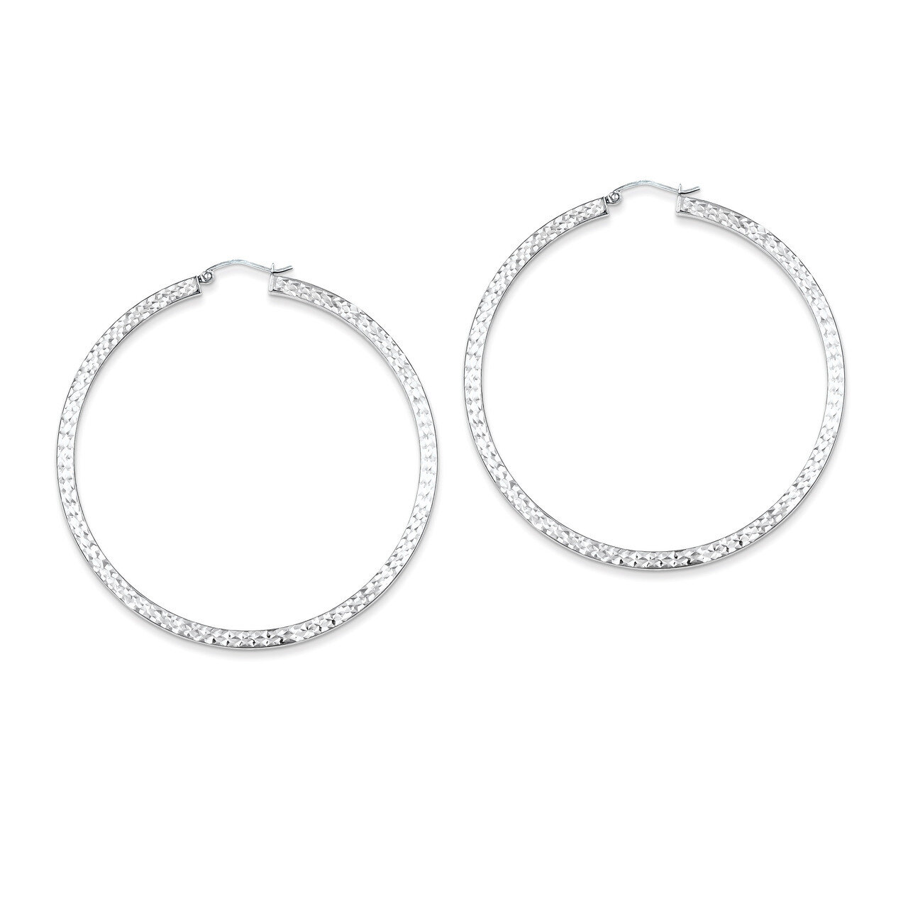 3x60mm Square Tube Hoop Earrings Diamond-cut Sterling Silver QE8141, MPN: QE8141, 883957529752