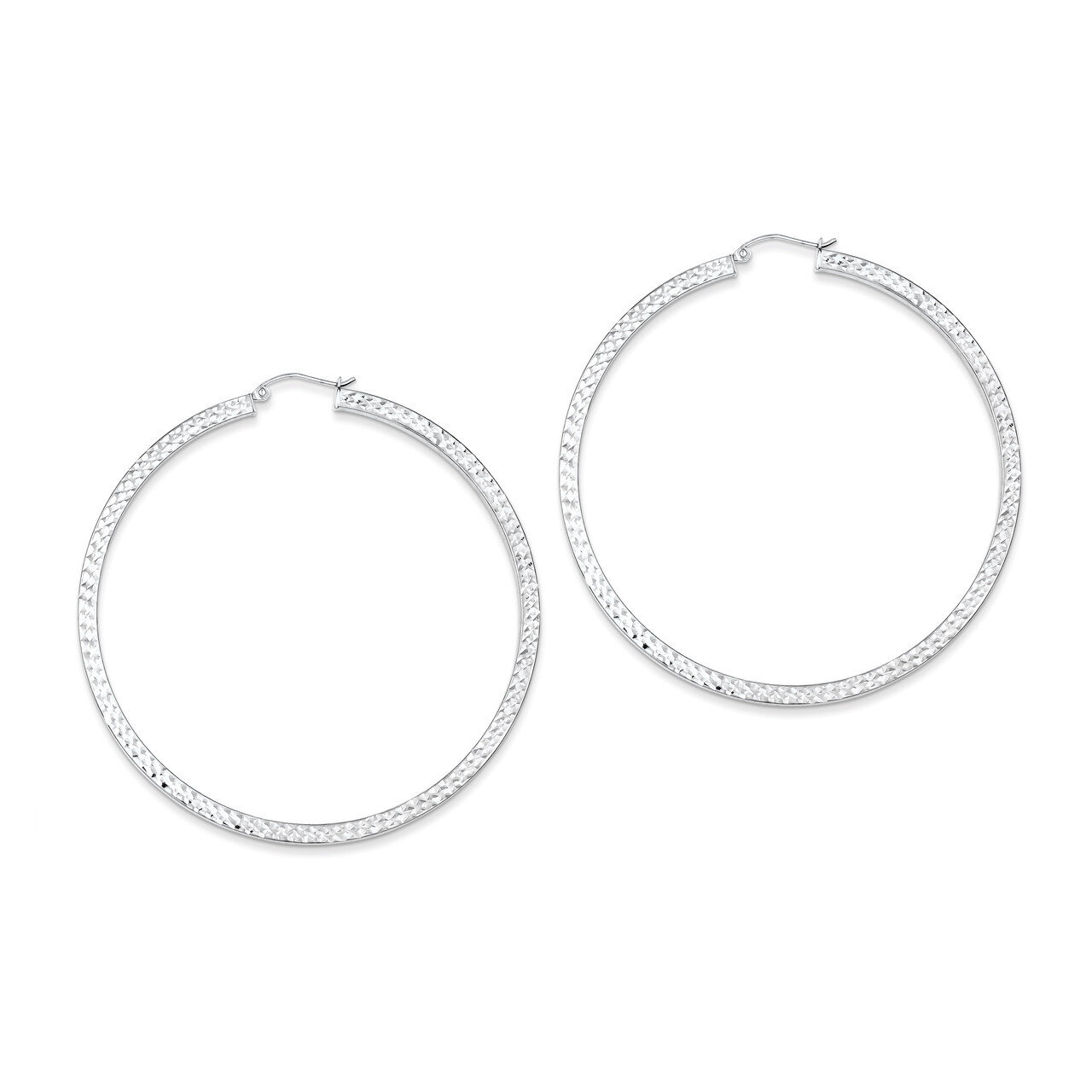 3x65mm Square Tube Hoop Earrings Diamond-cut Sterling Silver QE8142, MPN: QE8142, 883957496511