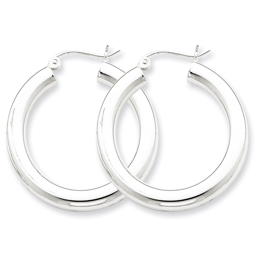 4mm Round Hoop Earrings Sterling Silver Rhodium-plated QE815, MPN: QE815, 883957940984