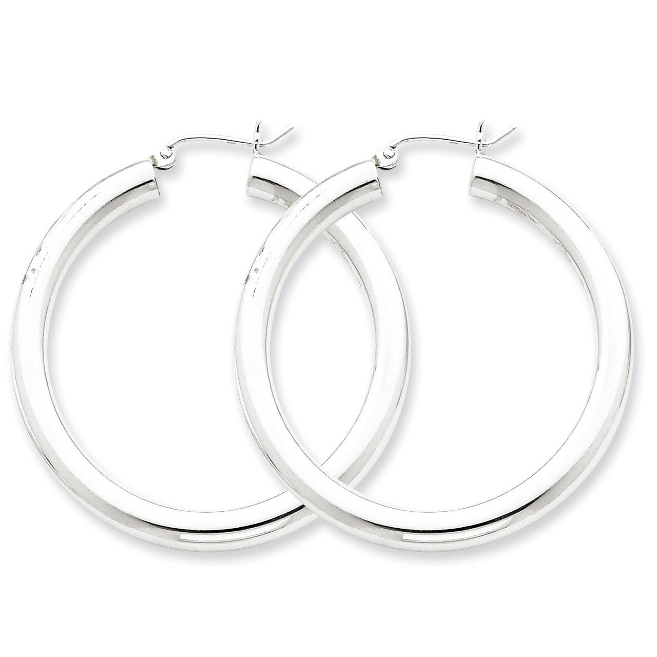 4mm Round Hoop Earrings Sterling Silver Rhodium-plated QE817, MPN: QE817, 883957941004