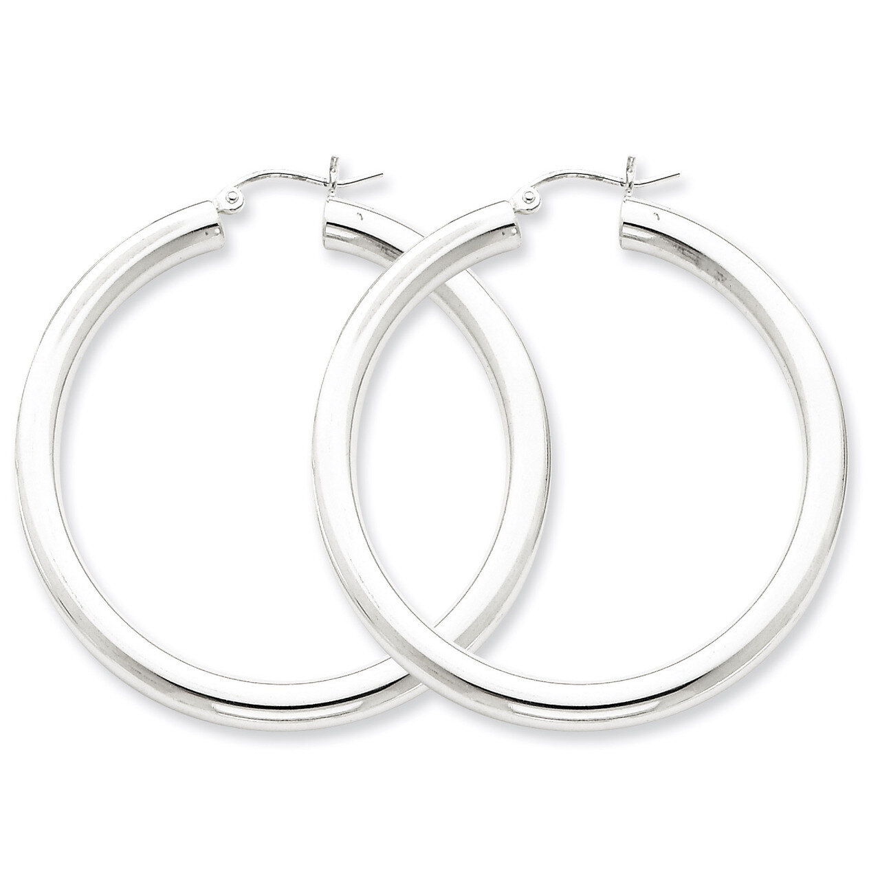 4mm Round Hoop Earrings Sterling Silver Rhodium-plated QE818, MPN: QE818, 883957941011
