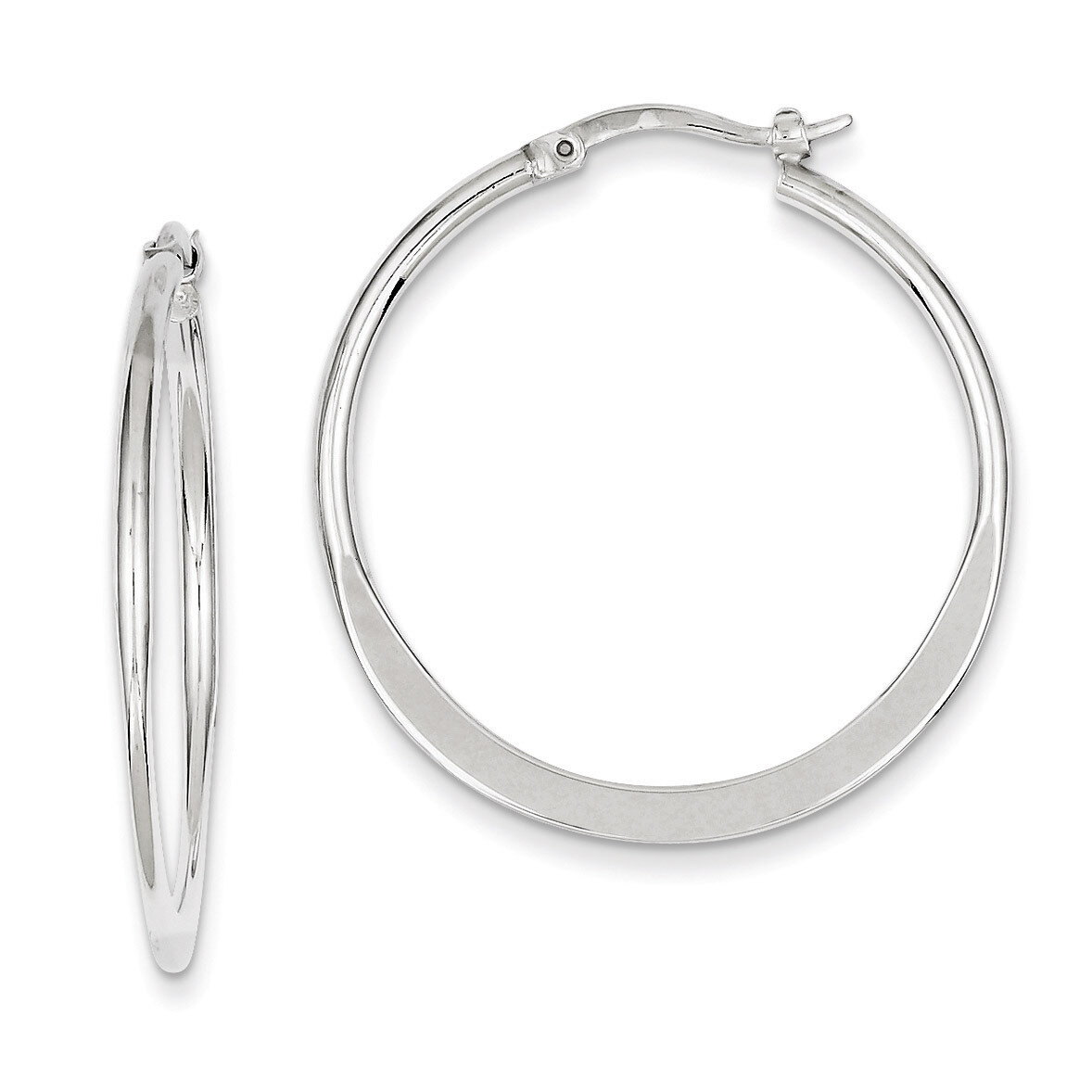 Polished Hoop Earrings Sterling Silver Rhodium-plated QE8203, MPN: QE8203, 883957547237
