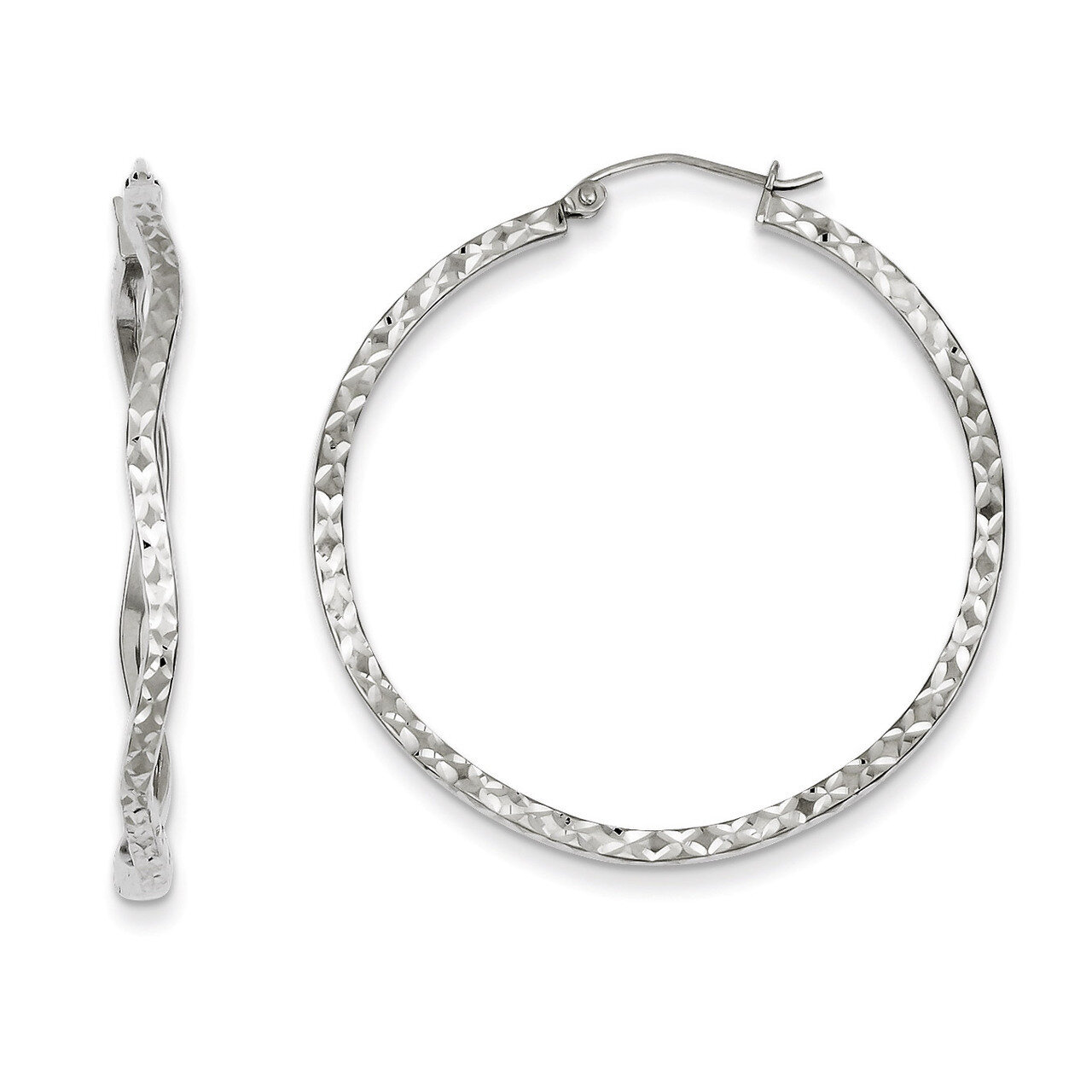 Wavy Hoop Earrings Diamond-cut Sterling Silver QE8205, MPN: QE8205, 883957525846