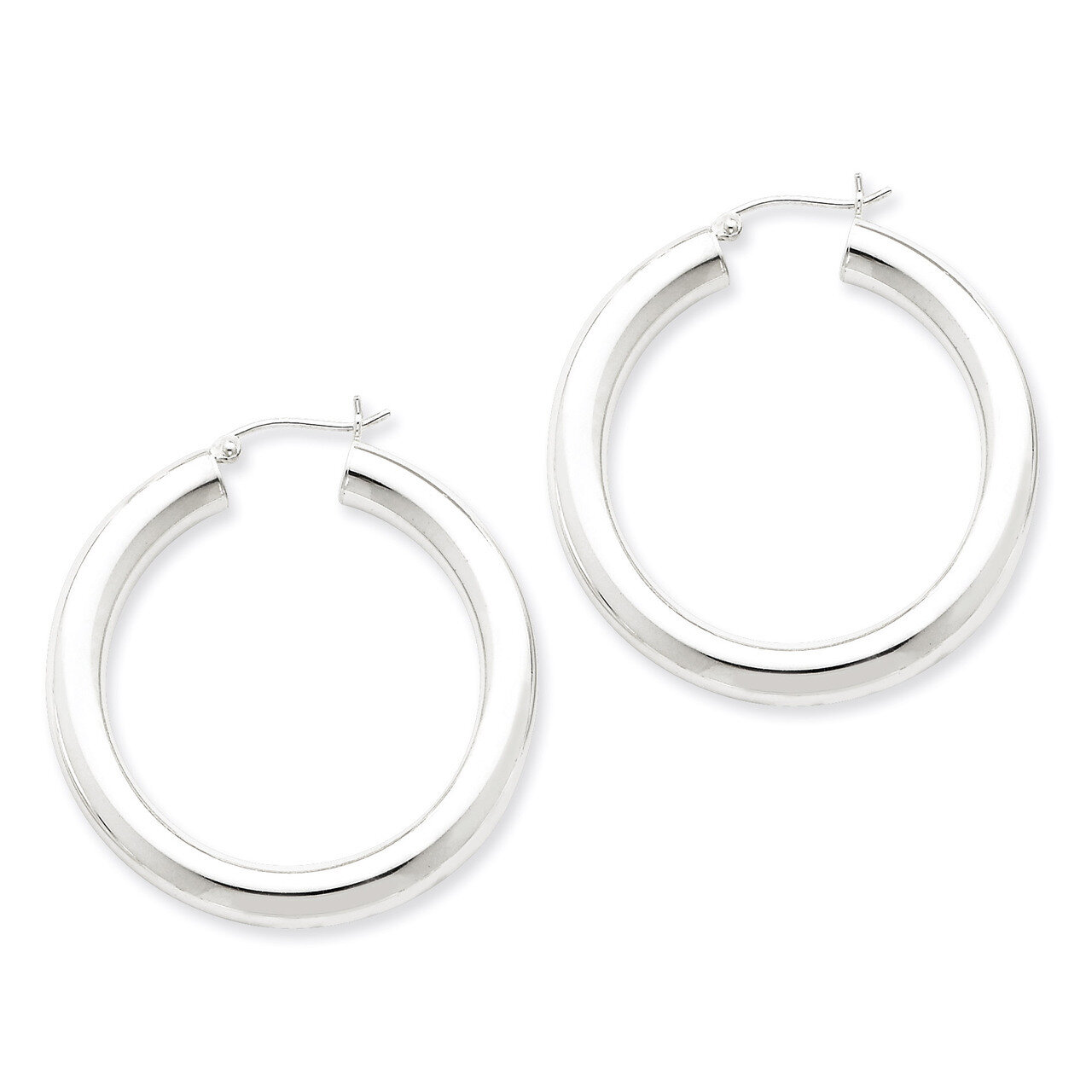5mm Round Hoop Earrings Sterling Silver Rhodium-plated QE821, MPN: QE821, 883957941042