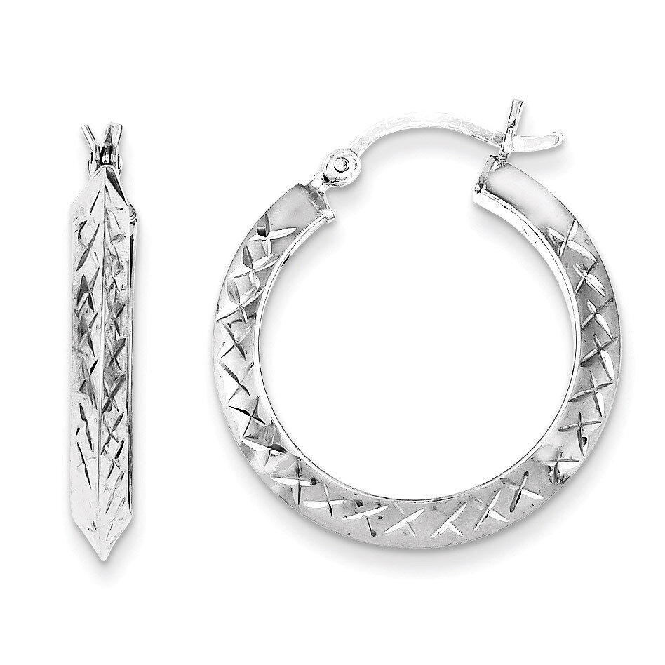 Hoop Earrings Sterling Silver Rhodium-plated Diamond-Cut QE8211, MPN: QE8211, 883957580388
