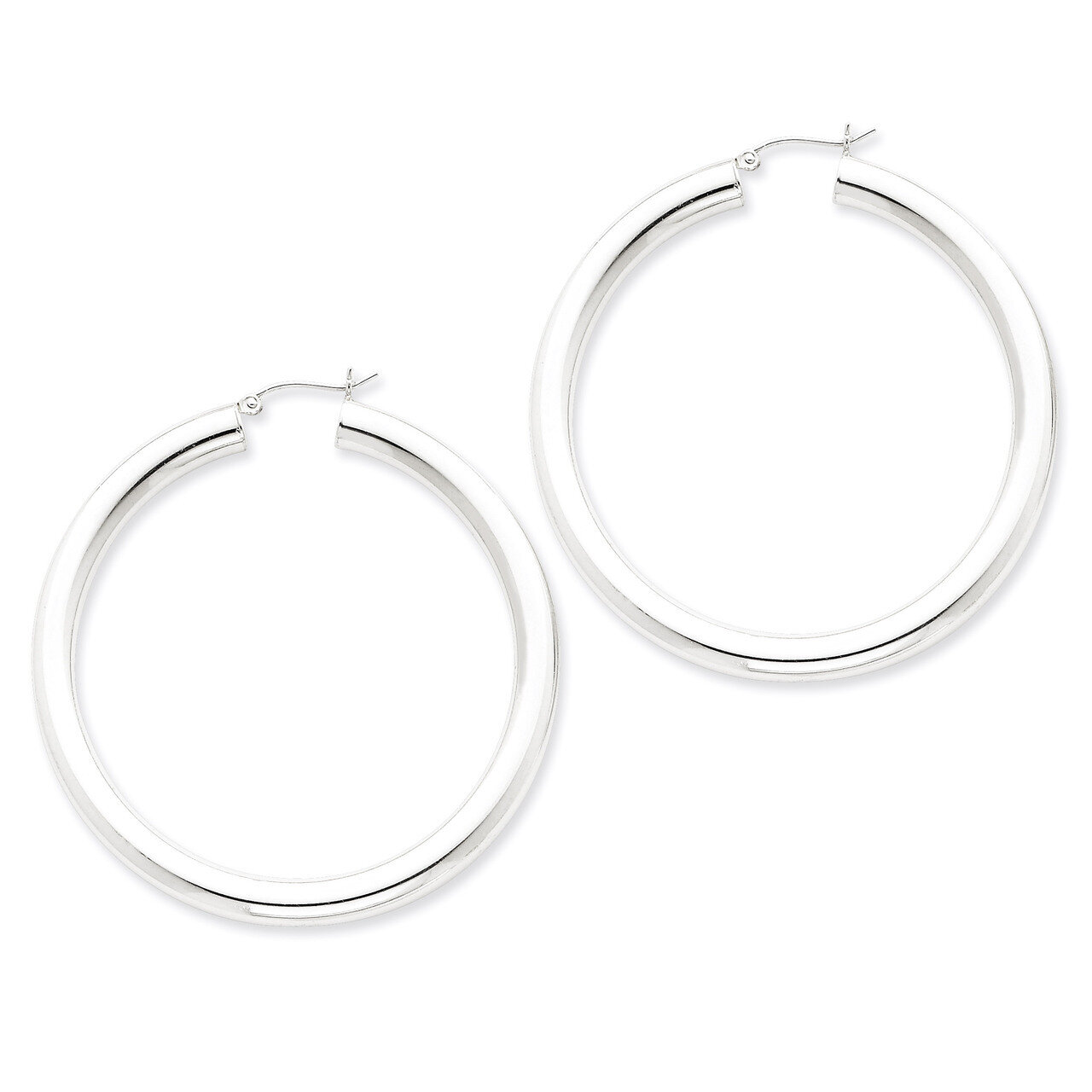 5mm Round Hoop Earrings Sterling Silver Rhodium-plated QE823, MPN: QE823, 883957941066