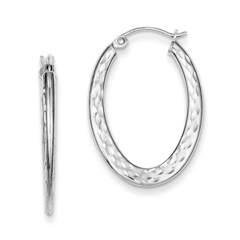 Textured Oval Hoop Earrings Sterling Silver Rhodium-plated QE8265, MPN: QE8265, 883957519661