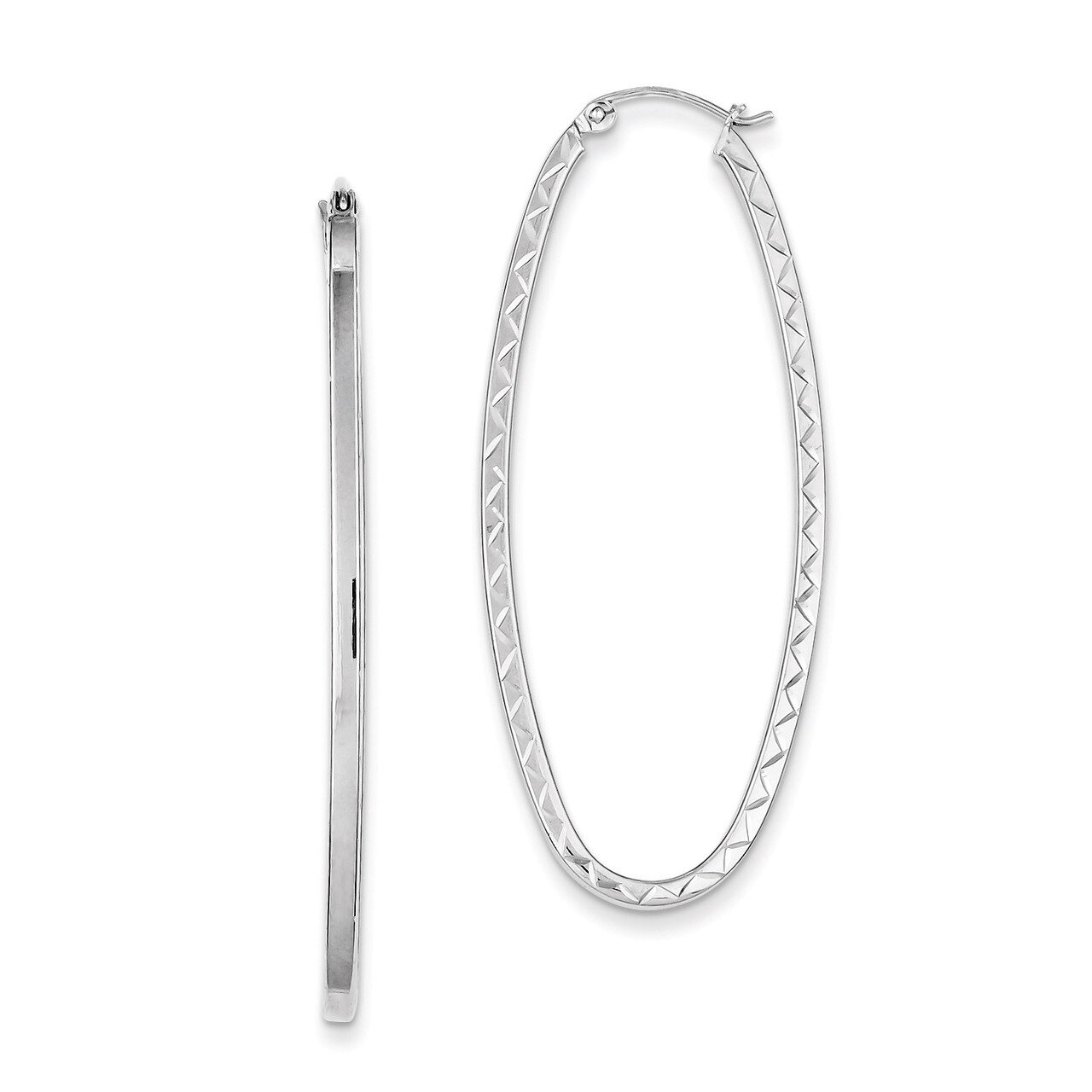 Polished &amp; Oval Hoop Earrings Sterling Silver Rhodium-plated QE8267, MPN: QE8267, 883957551876