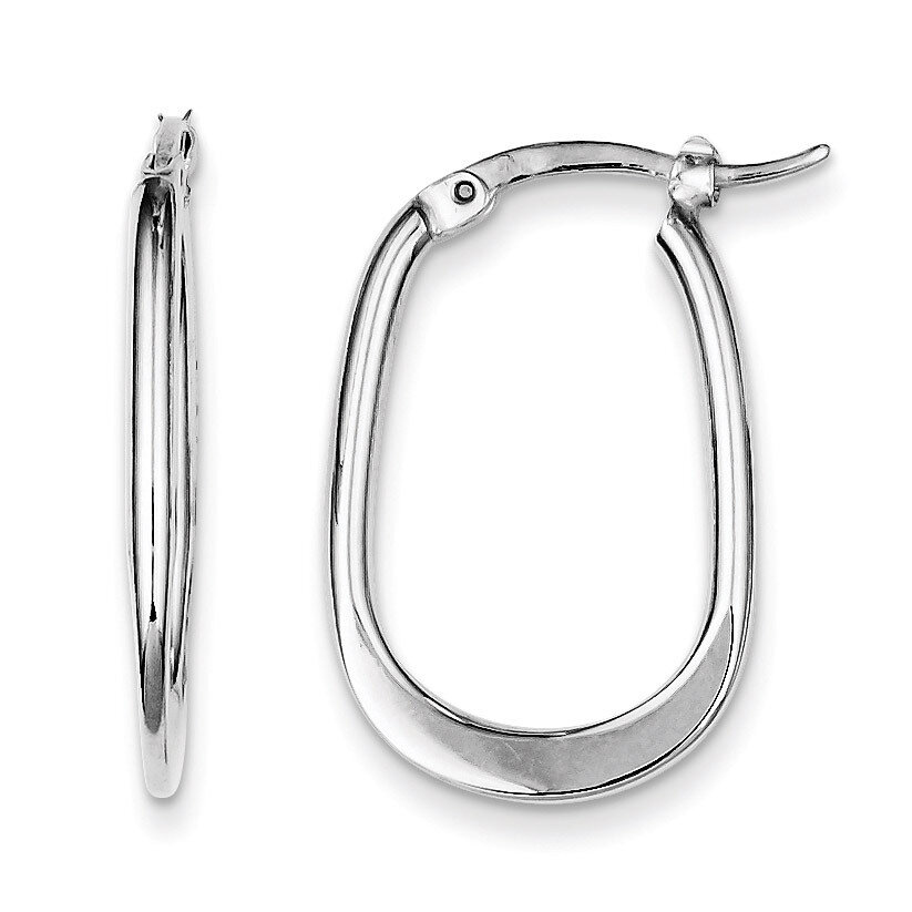 Polished Hoop Earrings Sterling Silver Rhodium-plated QE8271