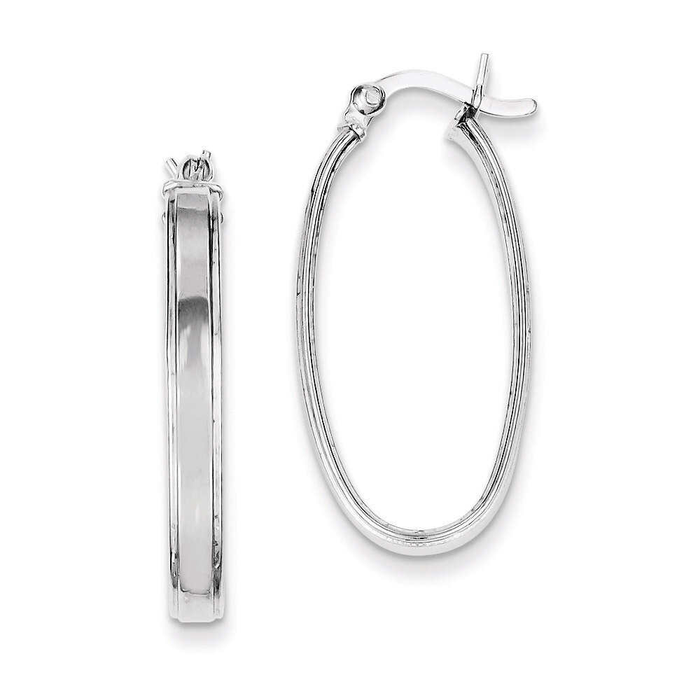 Oval Hoop Earrings Sterling Silver Rhodium-plated QE8274, MPN: QE8274, 883957480299