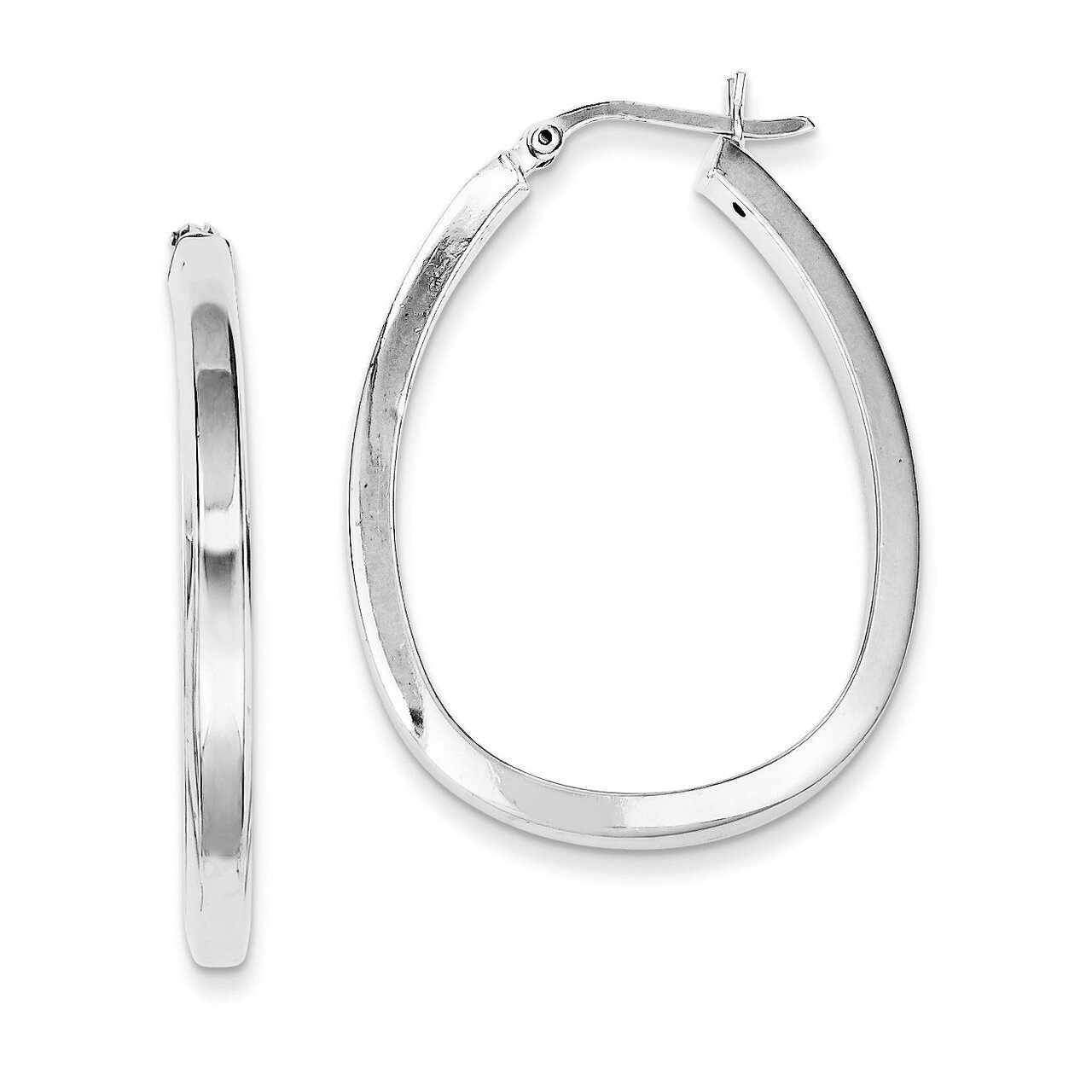 Oval Hoop Earrings Sterling Silver Rhodium-plated QE8275, MPN: QE8275, 883957357119
