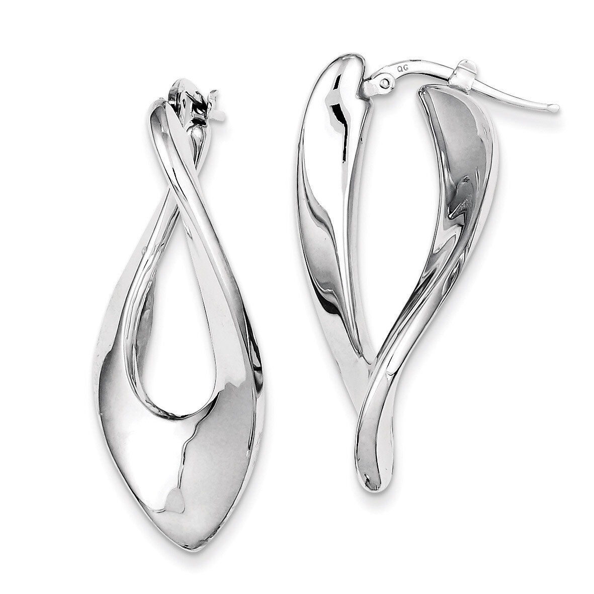 Hollow Twisted Hoop Earrings Rhodium Plated Polished Sterling Silver Polished QE8313, MPN: QE8313, …