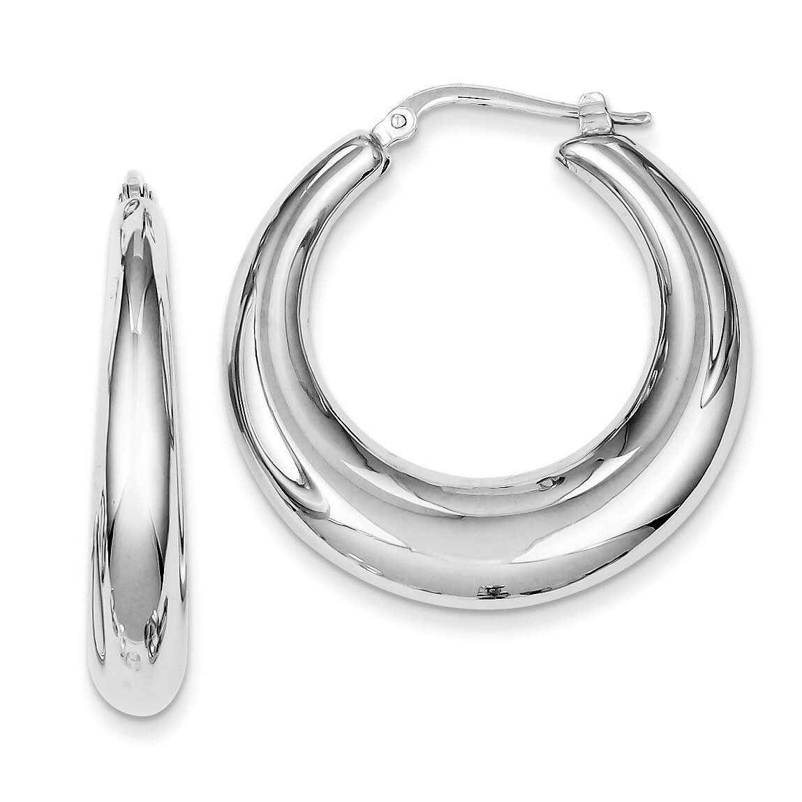 Hollow Hoop Earrings Rhodium Plated Polished Sterling Silver Polished QE8339, MPN: QE8339, 19110119…