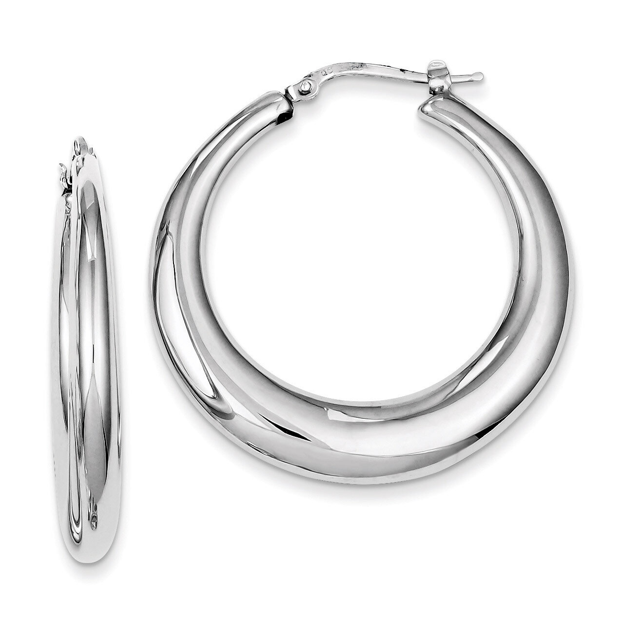 Hollow Hoop Earrings Rhodium Plated Polished Sterling Silver Polished QE8340