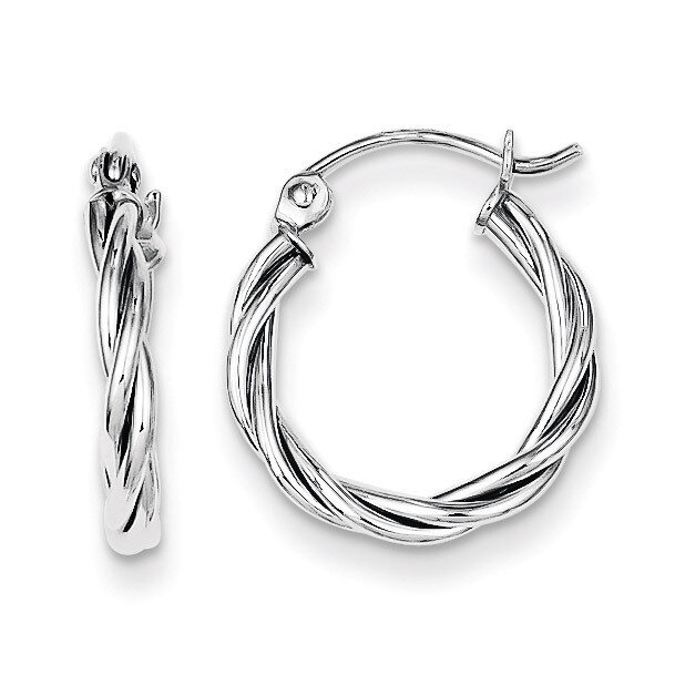 Twisted Hoop Earrings Sterling Silver Rhodium-plated QE8355