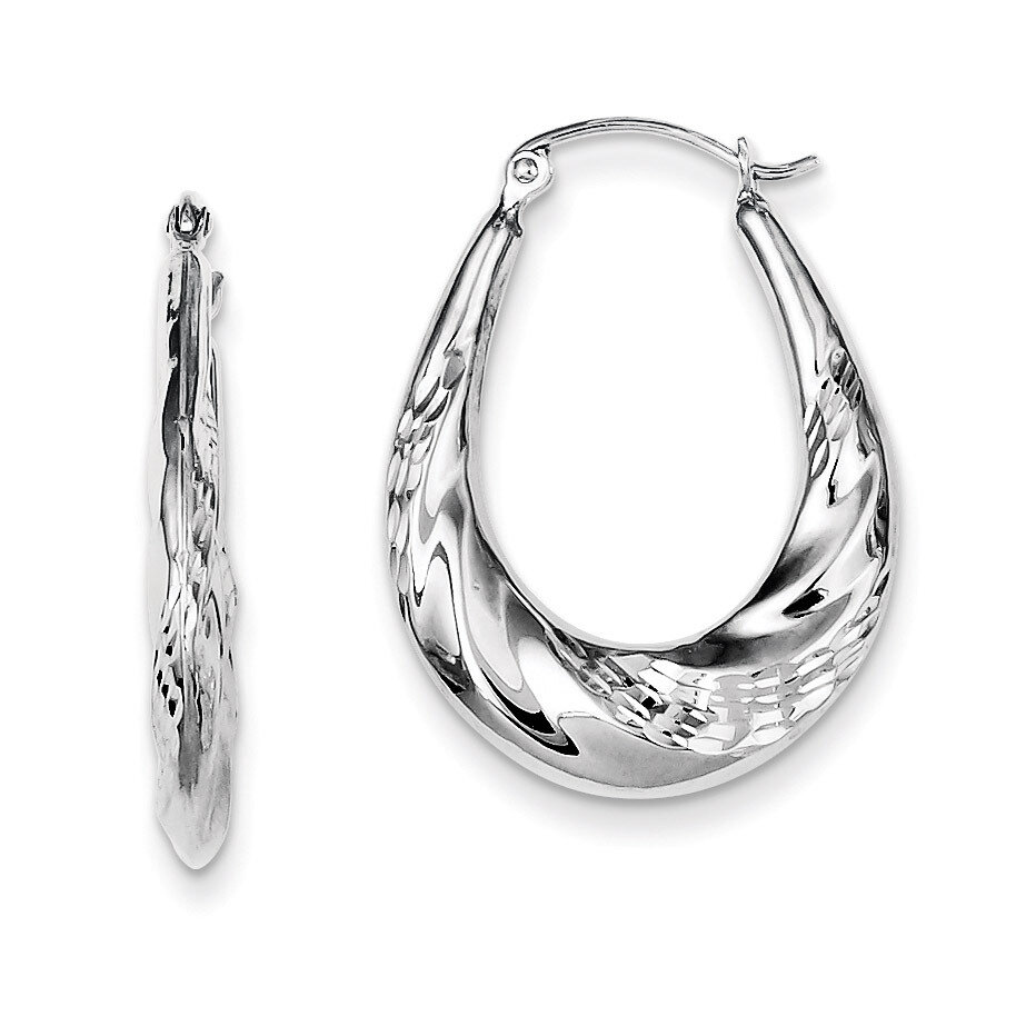 Scalloped Hoop Earrings Diamond-cut Sterling Silver QE8362