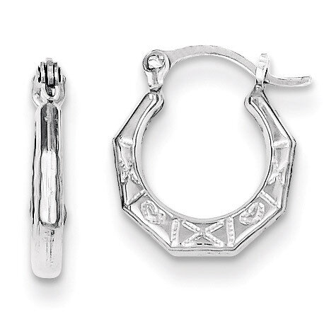 Patterned Hollow Hoop Earrings Sterling Silver QE8375, MPN: QE8375, 883957581682