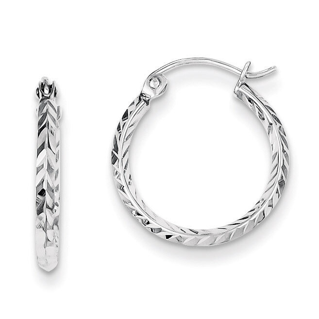 Hoop Earrings Sterling Silver Rhodium-plated Diamond-Cut QE8380, MPN: QE8380, 883957584065