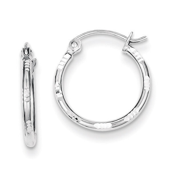 Hoop Earrings Sterling Silver Rhodium-plated Diamond-Cut QE8381