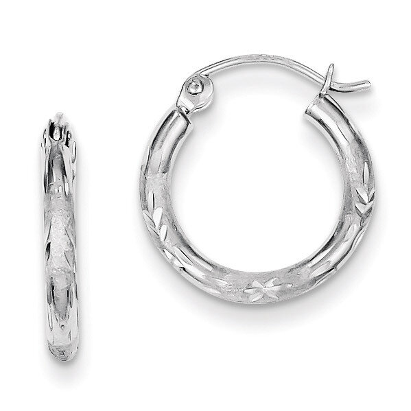 Hoop Earrings Sterling Silver Rhodium-plated Diamond-Cut QE8382, MPN: QE8382, 883957547244