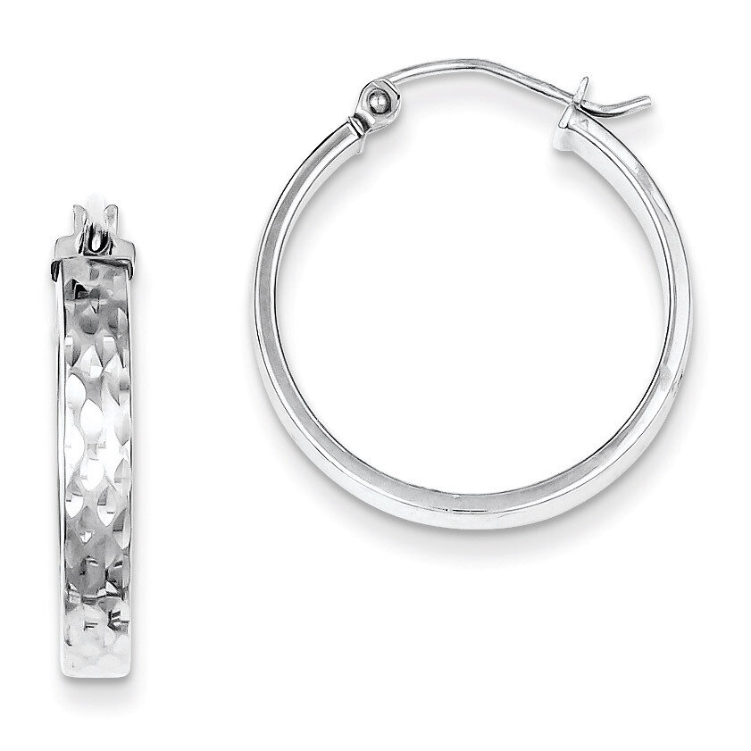 Hoop Earrings Sterling Silver Rhodium-plated Diamond-Cut QE8411, MPN: QE8411, 883957548784