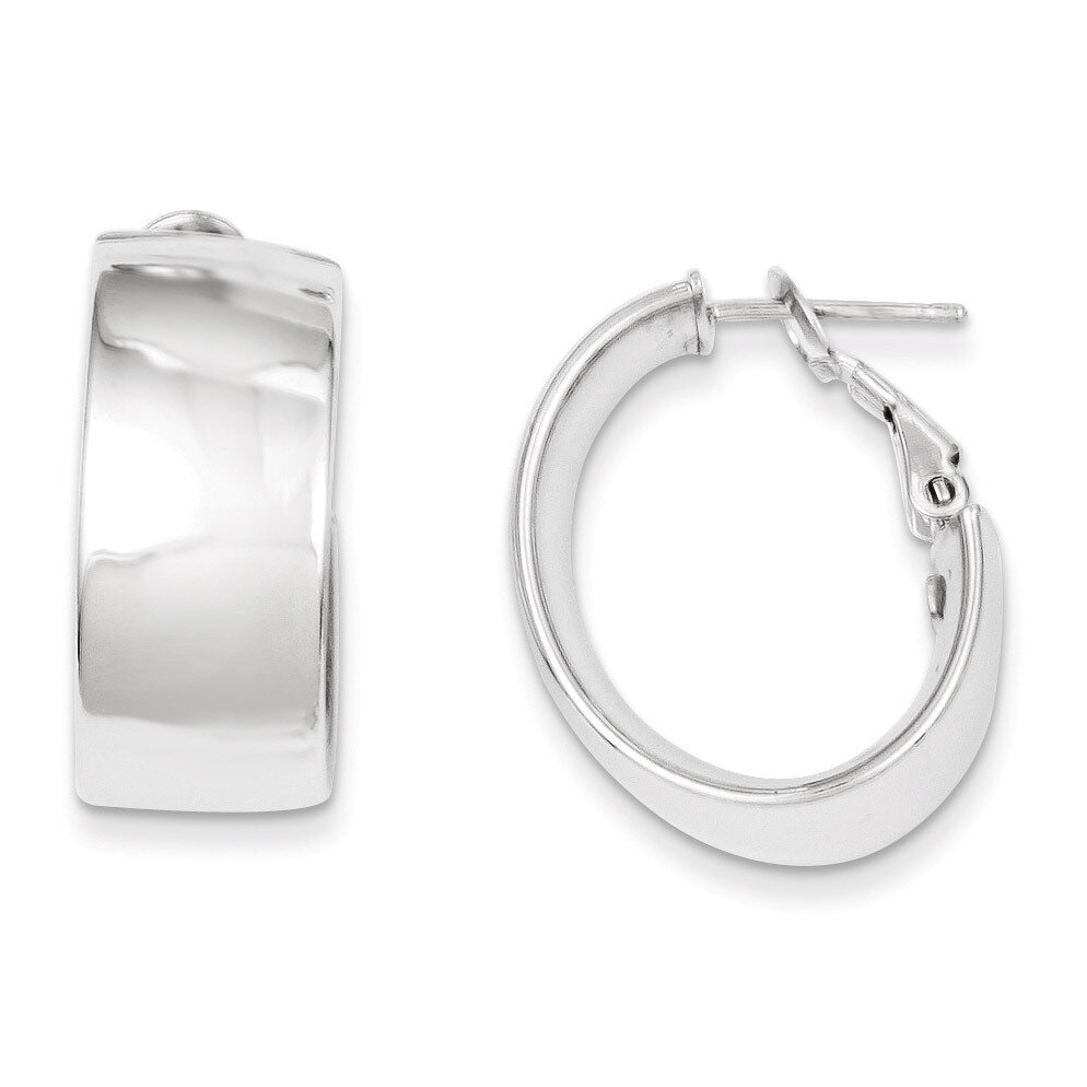Omega Back Hoop Earrings Sterling Silver Polished QE8419