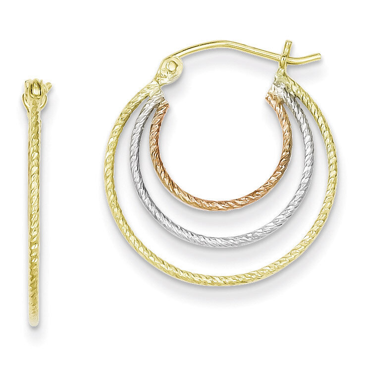 Yellow &amp; Rose Vermeil Textured Fancy Hoop Earrings Sterling Silver QE8438, MPN: QE8438, 883957567648