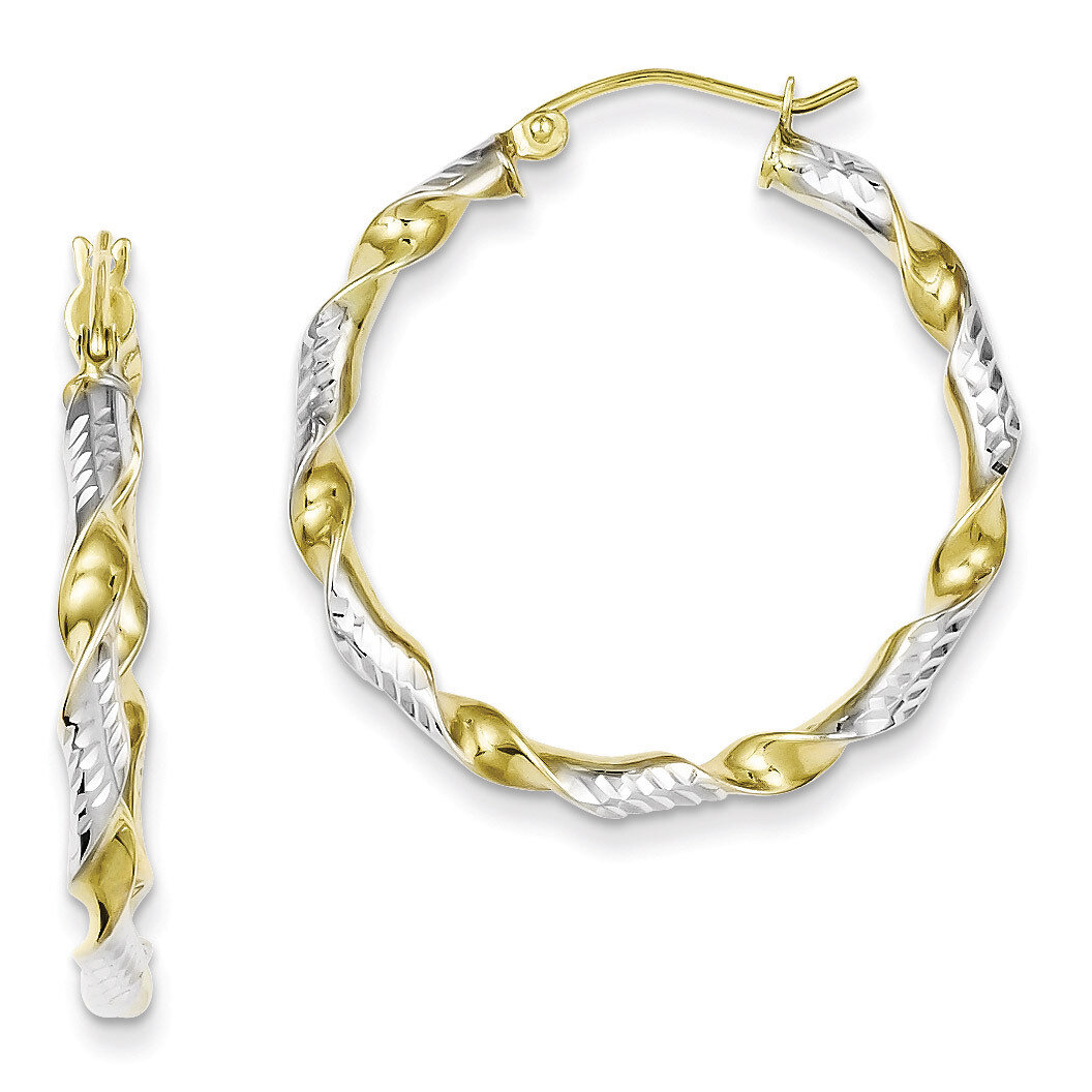 Vermeil 3x30mm Twisted Hoop Earrings Sterling Silver QE8446, MPN: QE8446, 883957548814