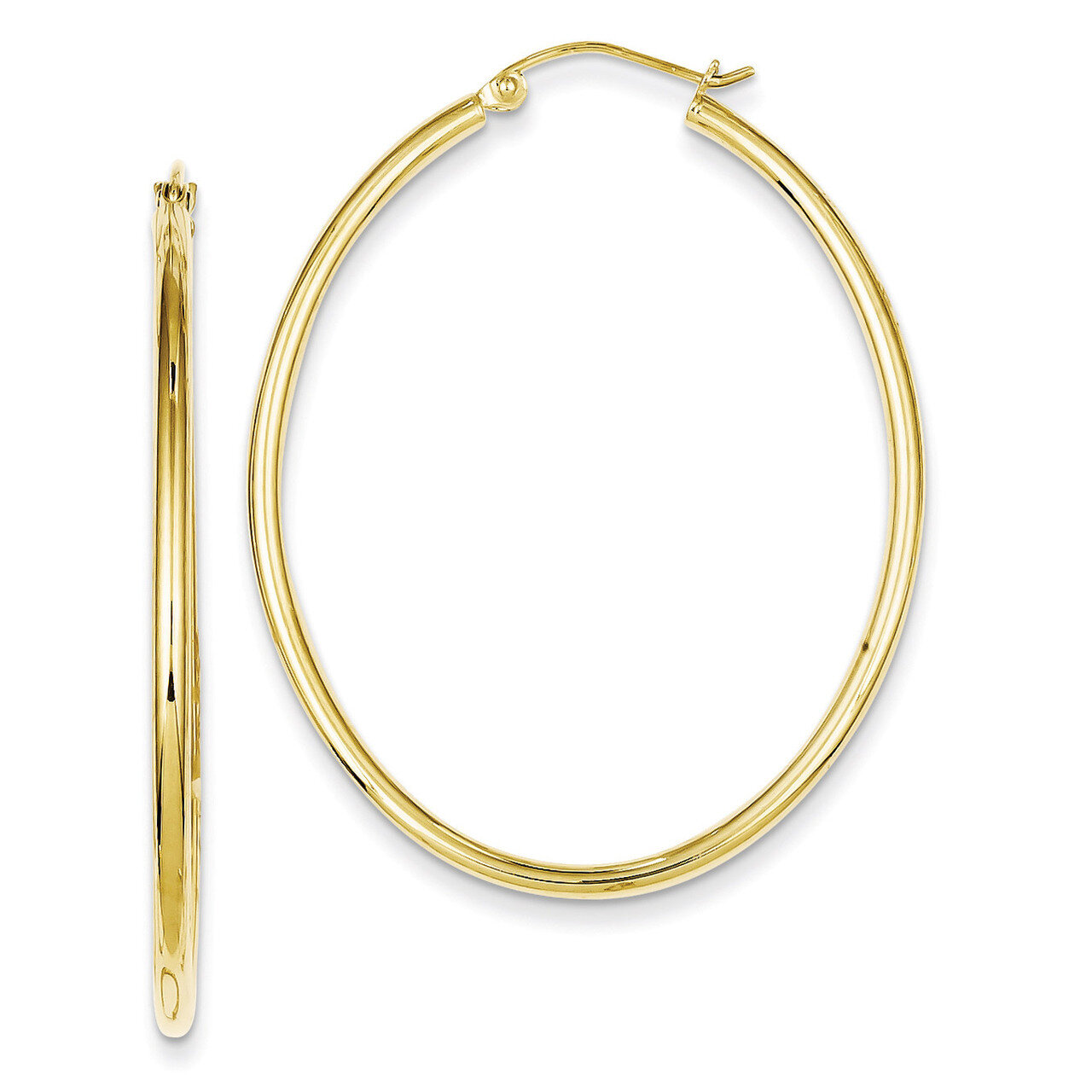 Oval Hollow Hoop Earrings Sterling Silver Gold Plated QE8460, MPN: QE8460, 886774247175