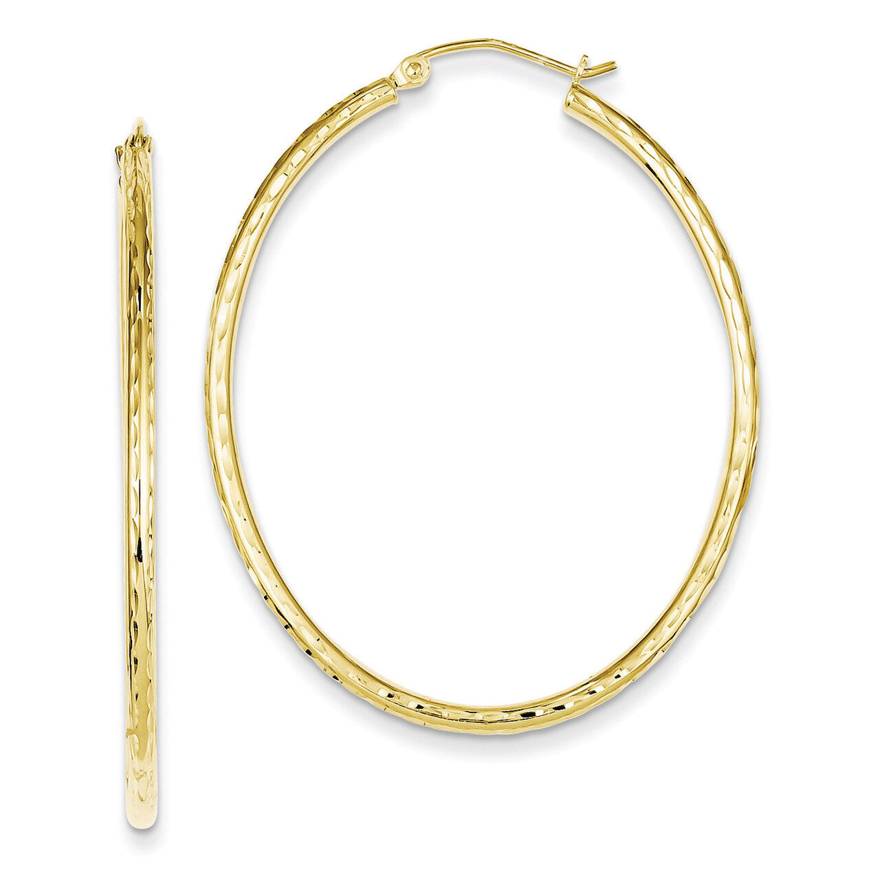Textured Hollow Oval Hoop Earrings Sterling Silver Gold Plated QE8461, MPN: QE8461, 886774247687