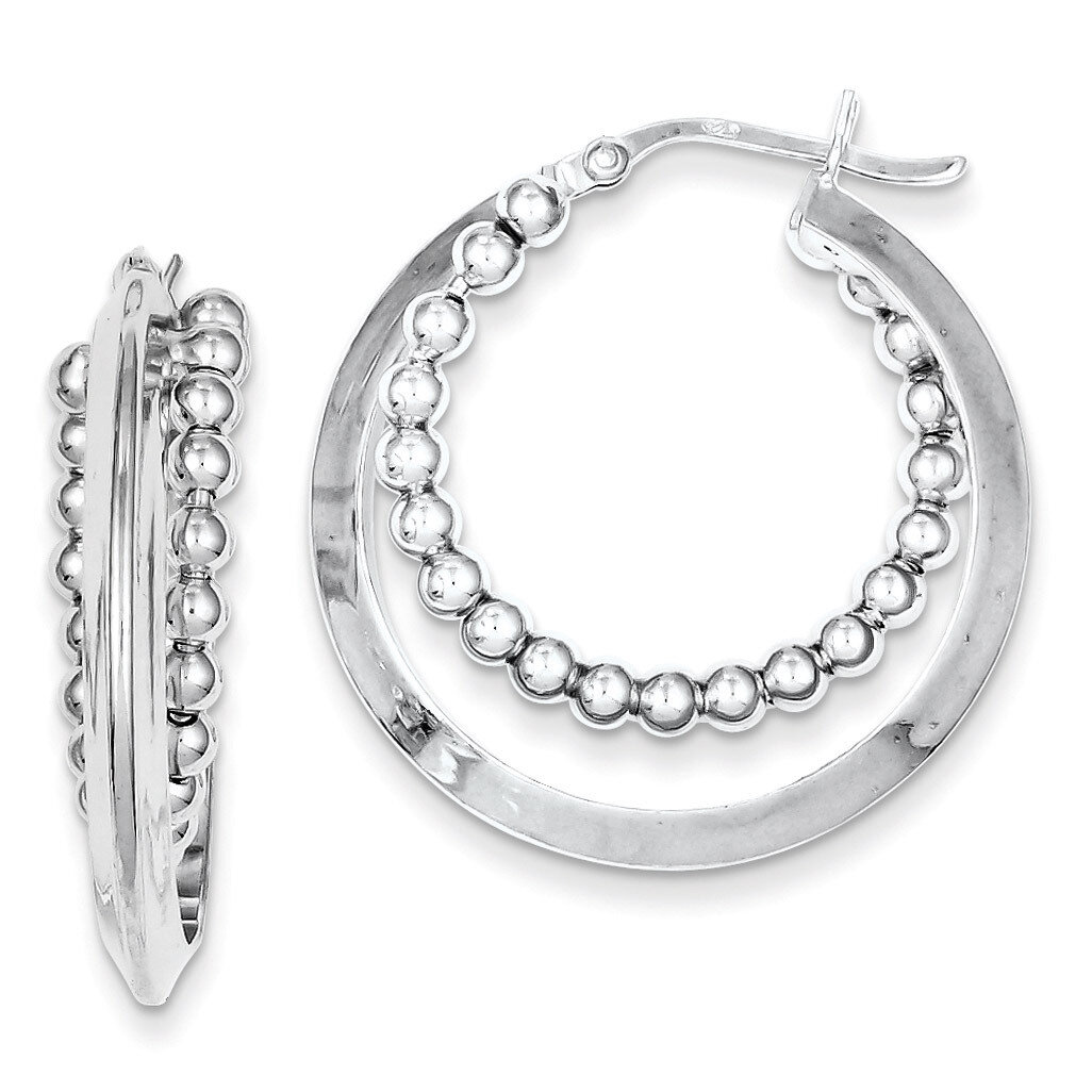 Intertwining Beaded Hoop Earring Sterling Silver Rhodium-plated QE8472