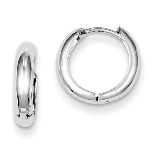 Polished Hinged Hoop Earrings Sterling Silver Rhodium QE8492