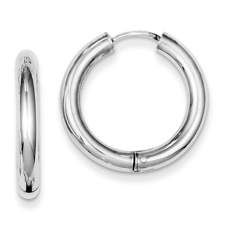 Polished Hinged Hoop Earrings Sterling Silver Rhodium QE8500, MPN: QE8500, 869944856995