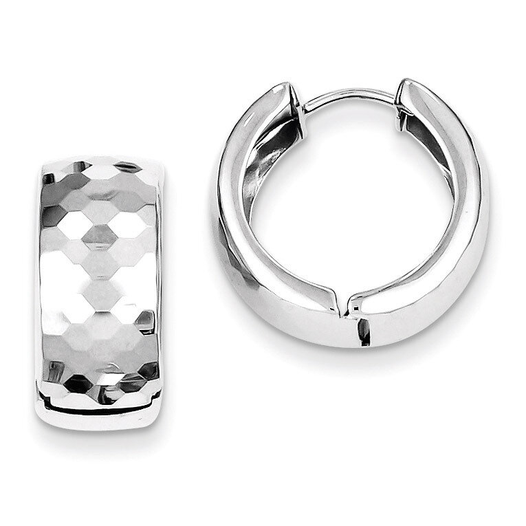 Polished Patterned Hinged Hoop Earrings Sterling Silver Rhodium QE8507, MPN: QE8507, 869944891422